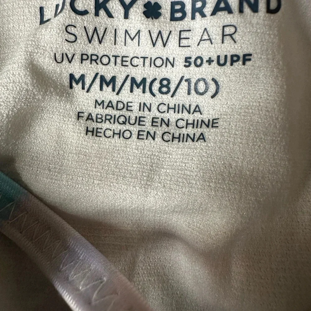 LUCKY BRAND Girls One shoulder Pastel Multi Color Bikini Top Size Medium 8-10